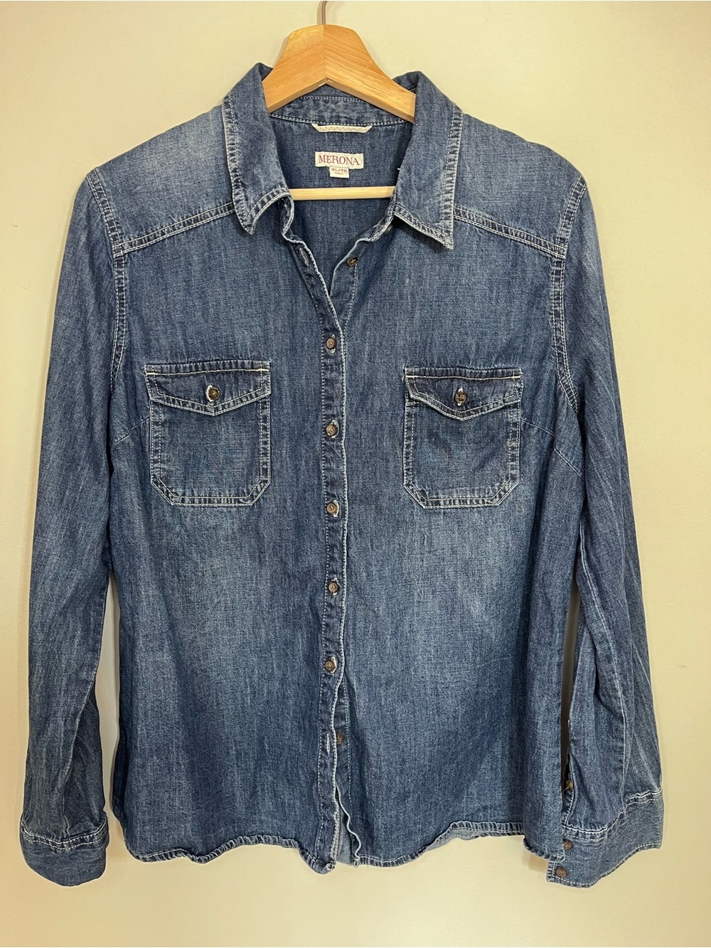 Merona 100% Cotton Denim Shirt Women’s XL
